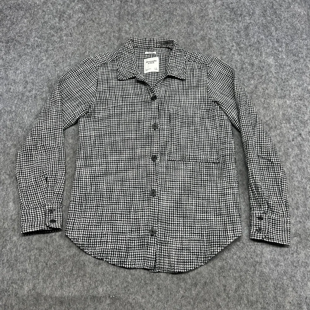 Abercrombie & Fitch Jacket Womens S Black Houndstooth Oversized Button Preppy‎